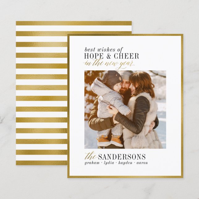 Hope & Cheer | Budget Neujahrsferien Fotokarte (Vorne/Hinten)