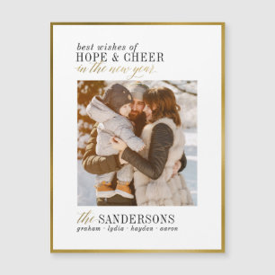 Hope & Cheer Minimalistisches Gold Script Neujahrs Magnetkarte