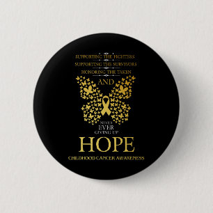 Hope Childhood Cancer Awareness Gold Ribbon Button