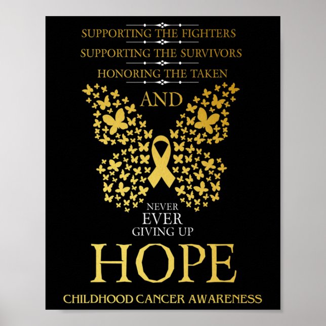 Hope Childhood Cancer Awareness Gold Ribbon Poster (Vorne)