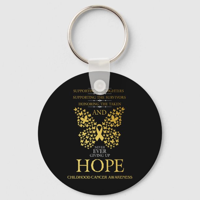 Hope Childhood Cancer Awareness Gold Ribbon Schlüsselanhänger (Vorderseite)