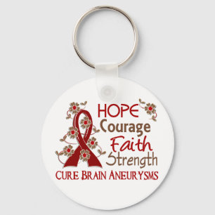 Hope Courage Glaube Stärke 3 Gehirnaneurysms Schlüsselanhänger