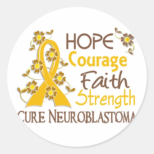 Hope Courage Glaube Stärke 3 Neuroblastoma Runder Aufkleber (Vorderseite)