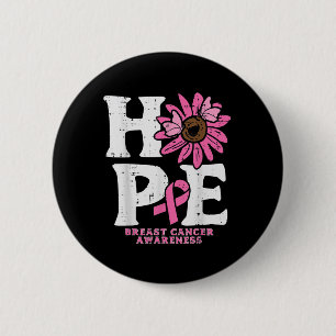 Hope Daisy Sonnenblume Rosa Brustkrebs Bewusstsein Button