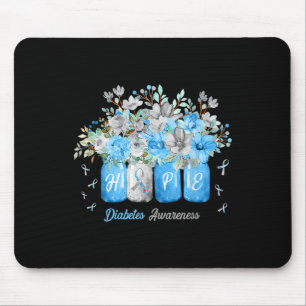 Hope Diabetes Awareness Blue Blumen Typ 1 Diabet Mousepad
