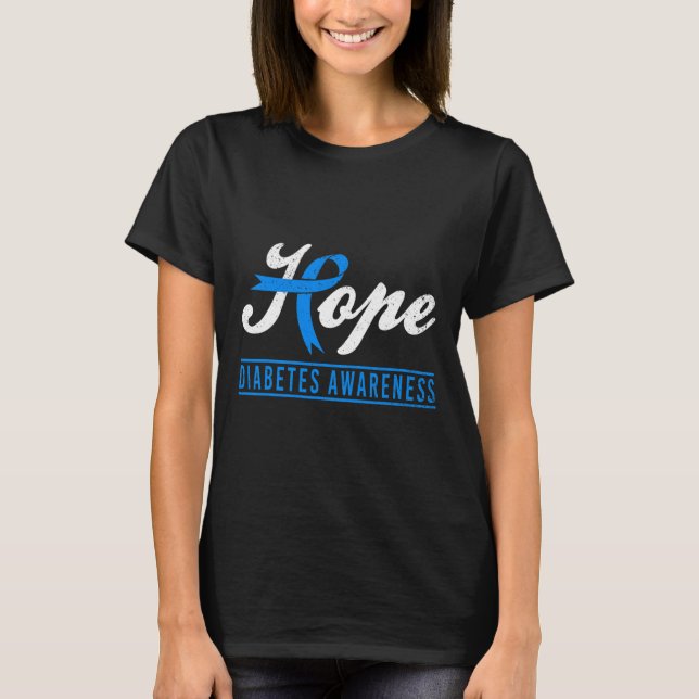 Hope Diabetes Awareness Ribbon Diabetic Typ 1 T1 T-Shirt (Vorderseite)