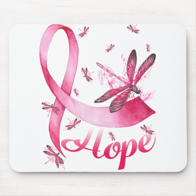 Hope Dragonfly Brustkrebs T - Shirt Mousepad (Vorne)