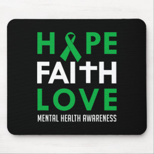 Hope Faith Liebe Green Ribbon Mental Health Awaren Mousepad