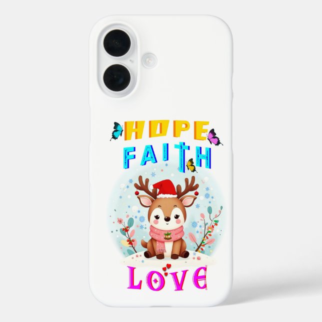 Hope Faith Liebe iPhone 16 Hülle (Rückseite)