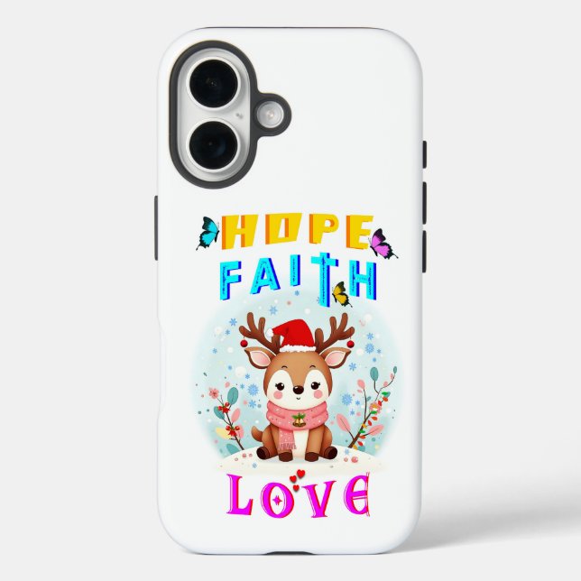 Hope Faith Liebe iPhone 16 Hülle (Rückseite)
