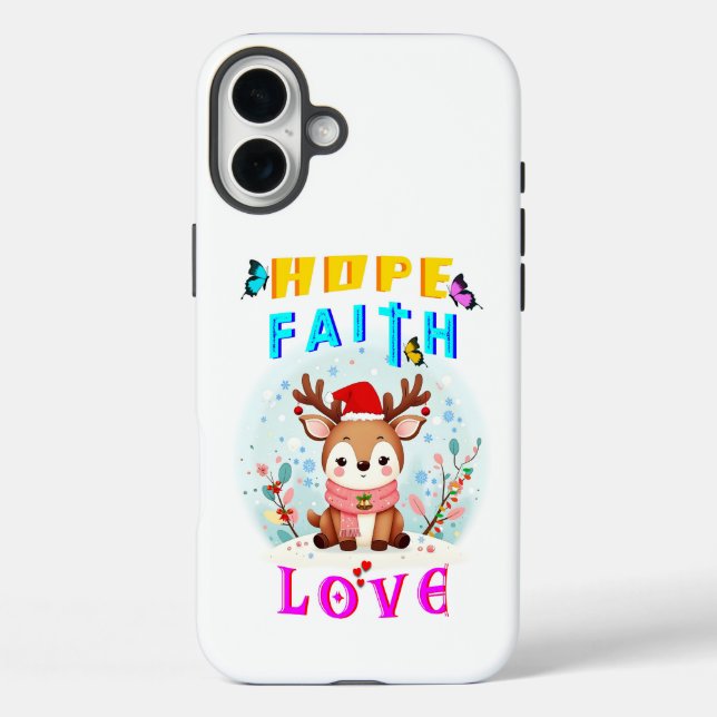 Hope Faith Liebe iPhone 16 Plus Hülle (Rückseite)
