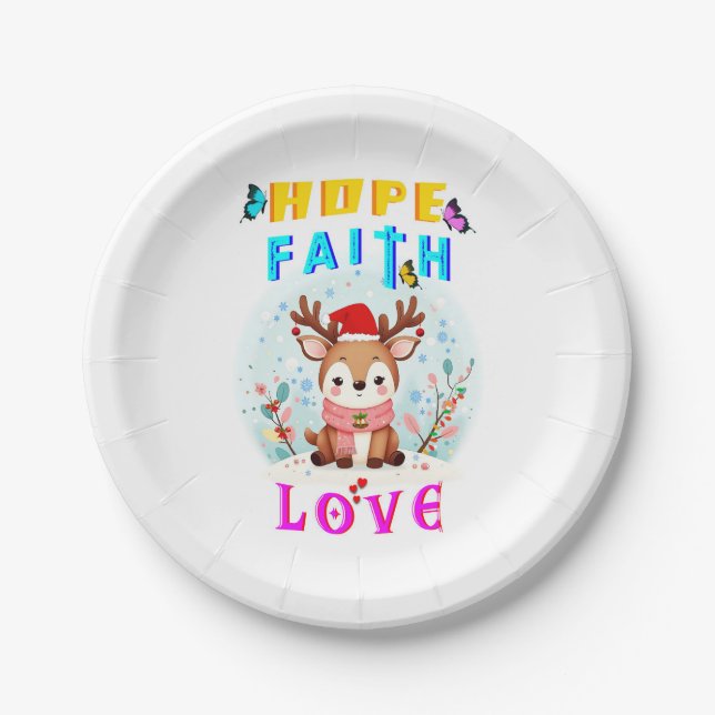 Hope Faith Liebe Pappteller (Vorderseite)
