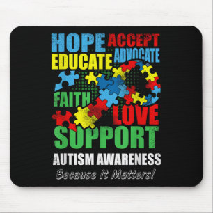 Hope Faith Liebe Ribbon Autismus Bewusstsein Fraue Mousepad