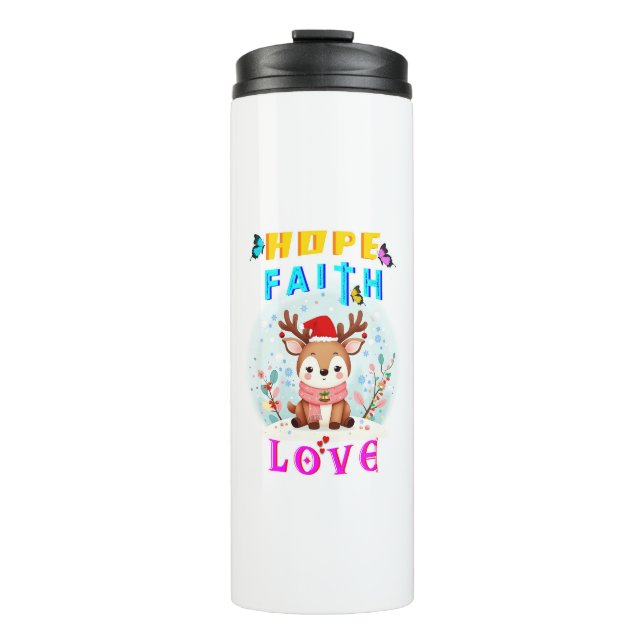Hope Faith Liebe Thermosbecher (Vorderseite)