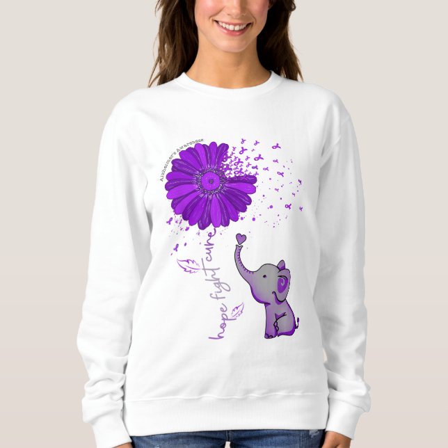 Hope Fight Cure Alzheimer's Elephant & Blume Sweatshirt (Vorderseite)
