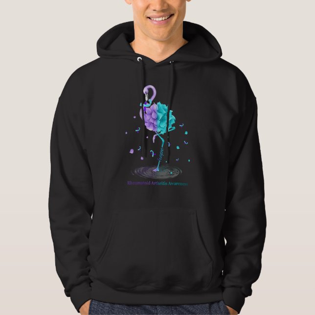 Hope Flamingo Lila Blue Rheumatoid Arthritis Awa Hoodie (Vorderseite)