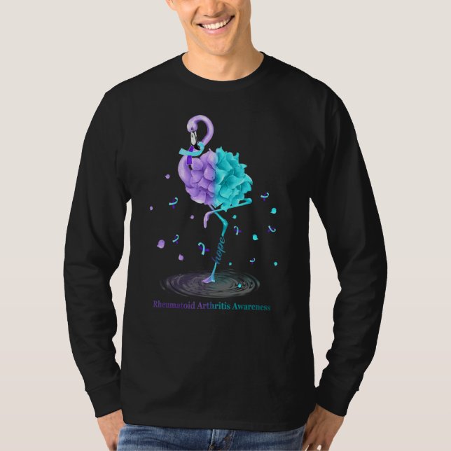 Hope Flamingo Lila Blue Rheumatoid Arthritis Awa T-Shirt (Vorderseite)