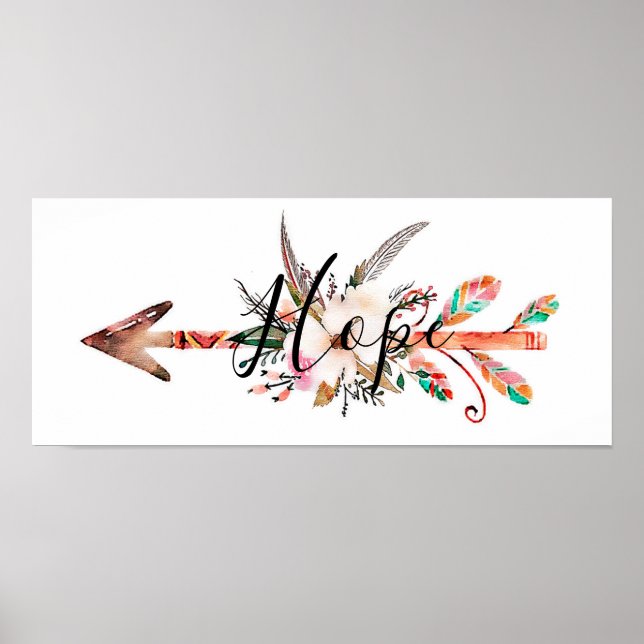 "Hope" floral arrow poster (Vorne)