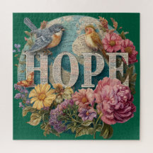 Hope Floral Typografie mit Vögeln und botanisch