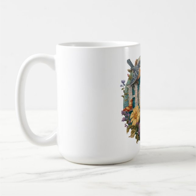 Hope Floral Typografie mit Vögeln und botanisch Kaffeetasse (Links)