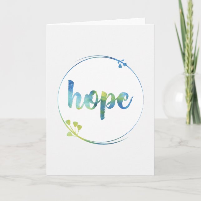 Hope Floral Watercolor Calligraphy Karte (Vorderseite)