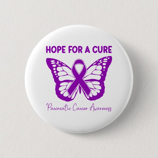Hope For A Cure Purple Butterfly Pancreatic Cancer Button (Vorderseite)