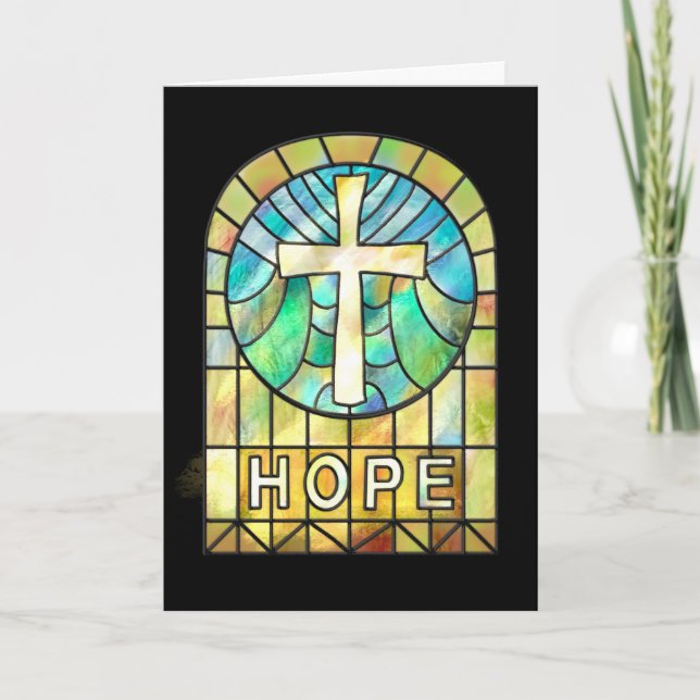 HOPE Glasfenster mit Kreuz Karte (Vorderseite)