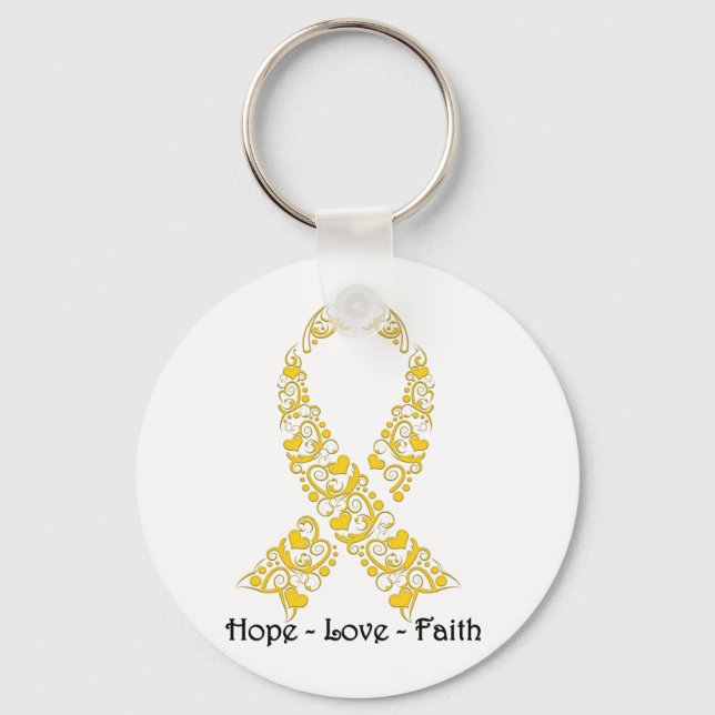 Hope Gold Awareness Ribbon Schlüsselanhänger (Vorderseite)