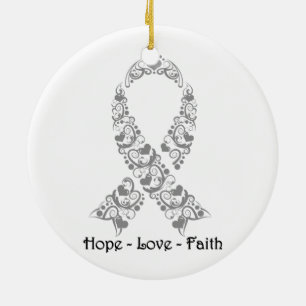 Hope Gray Awareness Ribbon Keramikornament