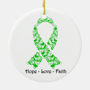 Hope Green Awareness Ribbon Keramik Ornament