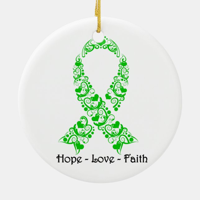 Hope Green Awareness Ribbon Keramik Ornament (Hinten)