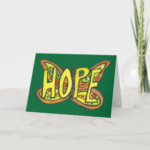 Hope Green Butterfly Art Note de la carte de voeux