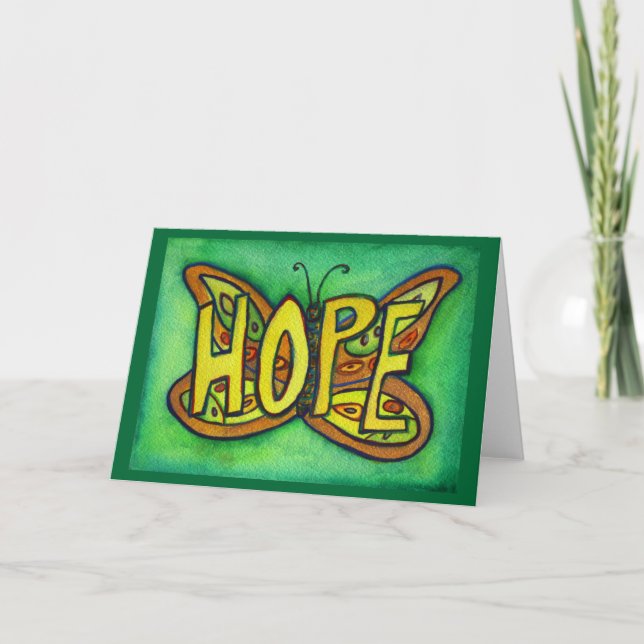 Hope Green Butterfly Art Note of Greeting Card Karte (Vorderseite)