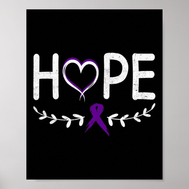 Hope Heart Lila Ribbon Bauchspeicheldrüsenkrebs Poster (Vorne)