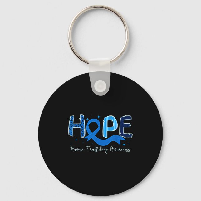Hope Human Trafficking Awareness Blue Ribbon  Schlüsselanhänger (Vorderseite)