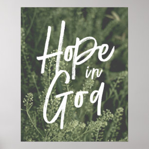 Hope in God Modern Brush Font Sage Nature Greenery Poster