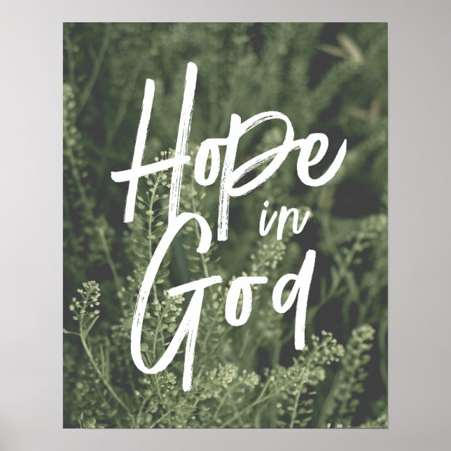 Hope in God Modern Brush Font Sage Nature Greenery Poster (Vorne)