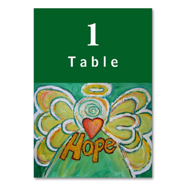 Hope Inspiration Word Engel Custom Table Cards Tischnummer (Vorderseite)