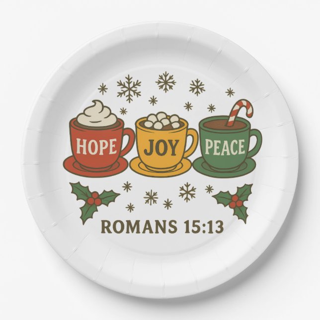 Hope joy Peace and Cocoa Pappteller (Vorderseite)