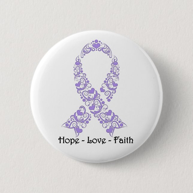 Hope Lavender Awareness Ribbon Button (Vorderseite)