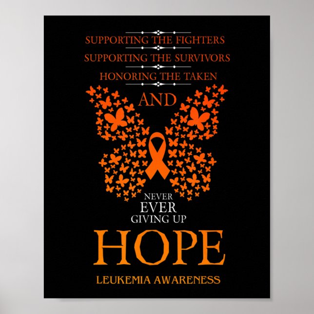 Hope Leukemia Awareness Orange Ribbon Poster (Vorne)