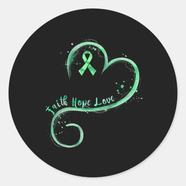 Hope Liebe Green Ribbon Mental Health Awareness Runder Aufkleber (Vorderseite)