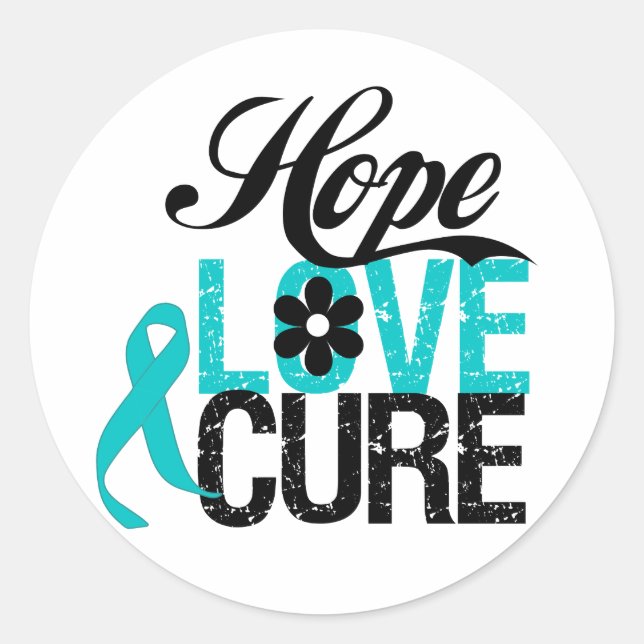 Hope Liebe heilen OVARIAN CANCER Geschenke Runder Aufkleber (Vorderseite)