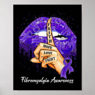 Hope Liebe Kämpfen Lila Ribbon Fibromyalgie Awaren Poster