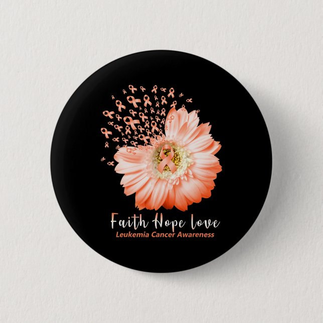 Hope Liebe Leukemia Awareness Orange Ribbon Daisy Button (Vorderseite)