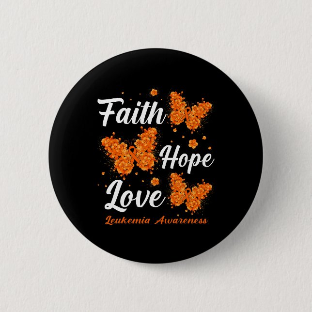 Hope Liebe Leukemia Sensibilisierung Schmetterling Button (Vorderseite)