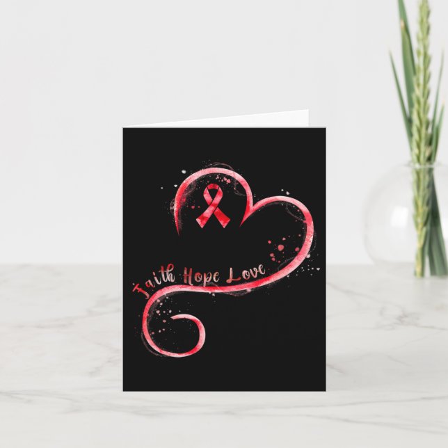 Hope Liebe Red Ribbon Herz-Krankheit Bewusstsein Karte (Vorderseite)