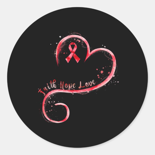 Hope Liebe Red Ribbon Herz-Krankheit Bewusstsein Runder Aufkleber (Vorderseite)