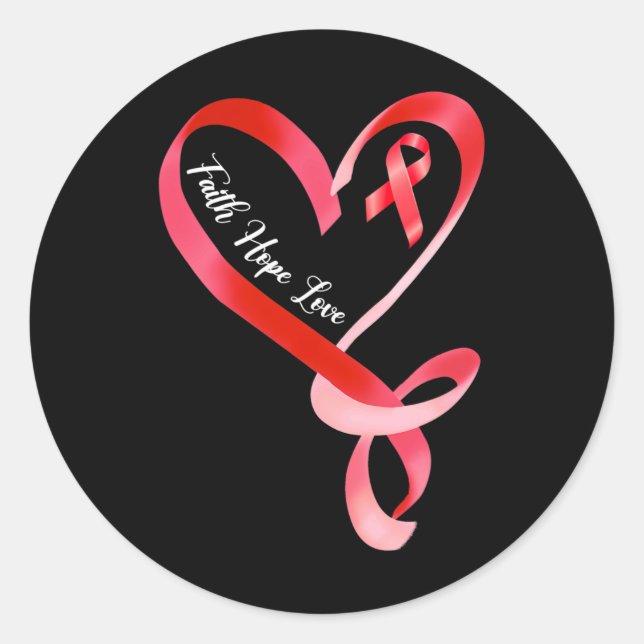 Hope Liebe Red Ribbon Herzerkrankung Bewusstsein 1 Runder Aufkleber (Vorderseite)