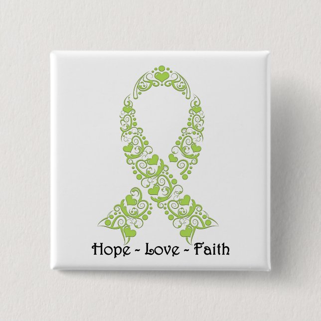 Hope Lime Green Awareness Ribbon Button (Vorderseite)